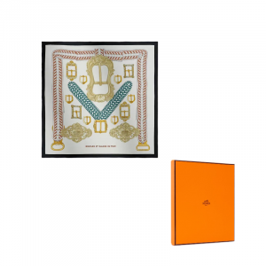 HERMES Шелковый платок Women's Black/White/Gold