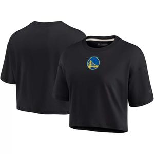 Черная женская укороченная футболка свободного кроя Golden State Warriors Fanatics Signature Super Soft