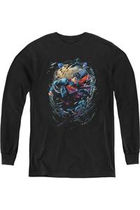 Футболка с длинным рукавом "Superman Breaking Space" для молодежи Gildan, черный