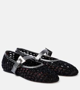 Балетки Sveva из рафии с декоративной пряжкой Paris Texas, Black Platinum
