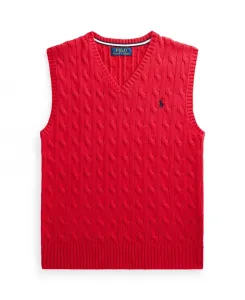 Свитер-жилет Big Boys Cable-Knit Polo Ralph Lauren, красный