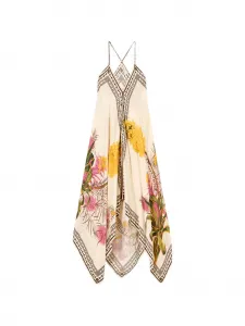 Платье с цветочным принтом и v-образным вырезом BLUMARINE, бежевый