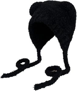 Зимняя женская шапка 2025 года, вязаная, симпатичная, с ушами, для катания на лыжах и сноуборде Generic, A Black