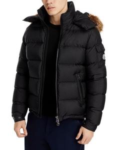 Пуховик Mayaf с отделкой из искусственного меха и капюшоном Moncler, цвет Black