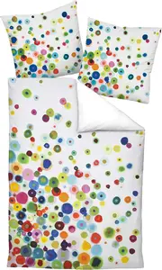 Постельное белье Janine Mako Satin Modern Art, размеры 135x200 + 80x80 см, 42030-09, разноцветные точки и круги Original Janine