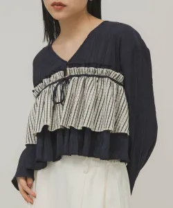 Блузка с оборками и многослойной отделкой Kbf, цвет Navy