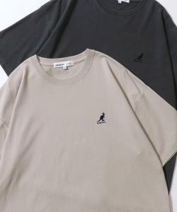 Футболка мужская и женская, оверсайз, пигментная обработка, вышивка KANGOL, бежевый