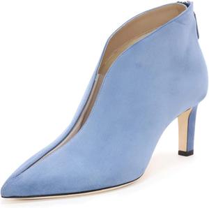 Женские ботильоны YDN с заостренным носком, V-образным вырезом, средним каблуком, искусственной замшей, молнией из ПВХ, для выпускного или вечеринки, короткие ботинки, размер 4-15 US, Blue