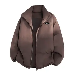 Пуховик Unisex с воротником стойкой утепленный WARRIOR, coffee (diy badge)