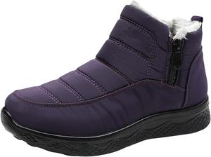 Зимние утепленные женские ботинки, легкие, комфортные, теплые, с плюшевой подкладкой, противоскользящие, водонепроницаемые, на молнии, ботильоны Generic, Purple