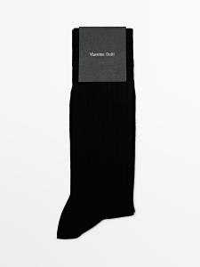 Носки из смеси шерсти в рубчик Massimo Dutti, черный