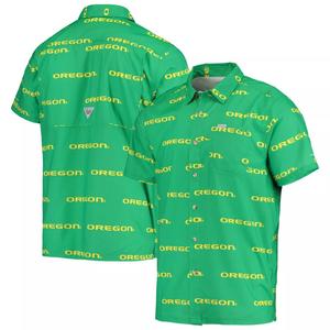 Мужская рубашка на пуговицах Columbia Green Oregon Ducks Super Slack Tide Omni-Shade