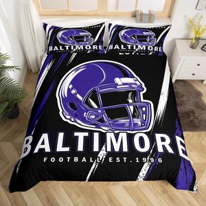 Erosebridal Комплект постельного белья Baltimore Gridiron Gifts с футбольным принтом для детей и взрослых, Royal Blue Black