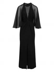 Платье миди с драпированными рукавами Giambattista Valli, черный