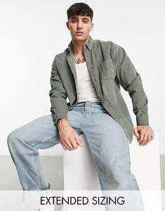 Зеленая вельветовая рубашка оверсайз в стиле 90-х ASOS