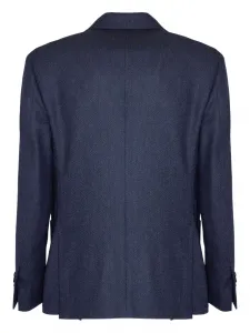 Блейзер с узором «елочка» на двух пуговицах Lardini, синий