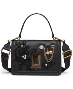 Сумка через плечо Simone Small Flap Crossbody Bag KARL LAGERFELD PARIS, Black, Gold