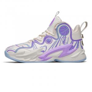 Wooden Rabbit Антискользящие износостойкие баскетбольные кроссовки мидтоп унисекс бежево-фиолетовые, цвет Beige Purple