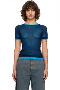 Off-White Двухслойная сетчатая футболка темно-синего и синего цвета