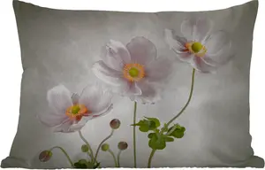 Подушка для улицы - Цветы - Натюрморт - Масляная краска - Маки - Розовый - 50x30 см - Устойчива к атмосферным воздействиям - Подушка для отдыха - Подушка для дивана - Украшение для гостиной MuchoWow