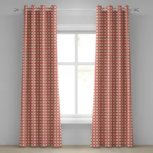 Геометрическая штора на люверсах ABAKUHAUS, большой мелкий горошек, яркий фон, контрастные цвета, декоративные двухпанельные шторы, 280 см x 245 см, бледно-желто-красный Abakuhaus