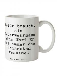 Кофейная кружка с надписью Встречи пожарных с... белого цвета Mr. & Mrs. Panda