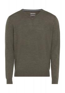 Шерстяной свитер, V-образный вырез, ребристая отделка, мужской Galeria, цвет Olive Melange