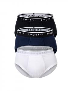 Трусы Bugatti Slip 3er Pack, цвет Weiß/Schwarz/Blau