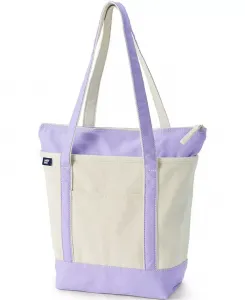 Сумка-тоут из натурального материала с пятью карманами на молнии сверху и длинной ручкой, среднего размера Lands' End, белый