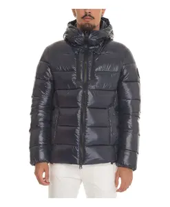 Стеганая куртка с капюшоном и глянцевой отделкой. Save The Duck, синий