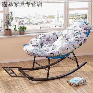 Vinoya Кресло-качалка из ротанга, усиленная синий с голубо-зеленой подушкой