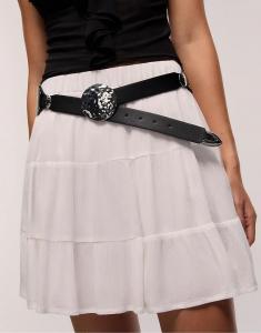 Ремень Stradivarius полуширокий с фестончатым краем черного цвета