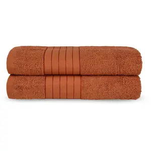 Полотенце Uni Towels хлопковое, махровое, с бордюром, 500 GSM, однотонное, без петли для подвешивания Good Morning, терракотовый