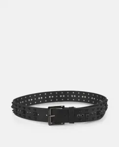 Женский кожаный ремень с квадратной пряжкой и декоративными заклёпками Alma En Pena, черный