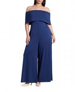 Женский комбинезон больших размеров с открытыми плечами ELOQUII, Navy blazer