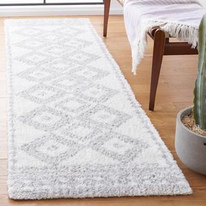 Ковер-ковер-дорожка SAFAVIEH, 69 x 244 см, Berber Shag Collection, Ivory & Grey, дизайн Boho Tribal, без линьки и простой в уходе, идеален для помещений с высокой проходимостью в гостиной, спальне (BER591B)