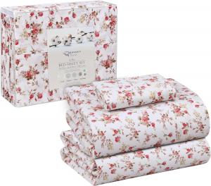 Комплект постельного белья Ruvanti, 3 предмета, 168х244/100х191/51х76 см, белый/розы