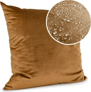 Декоративная подушка 50х50 см, чехол на молнии, диванная подушка с наполнителем, однотонный бархат, коричневый цвет