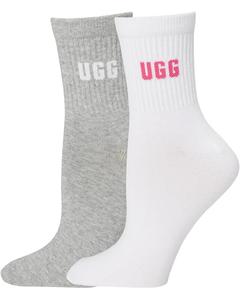 Женские носки UGG Quinlin Logo Quarter 2 Pack, Chroma Pink/Grey Heather