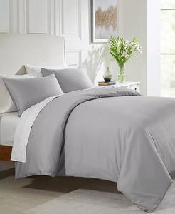 Только роскошный пододеяльник — 100% хлопковое сатиновое одеяло плотностью 400 нитей, застежка на пуговицы и угловые завязки от California Design Den, серый