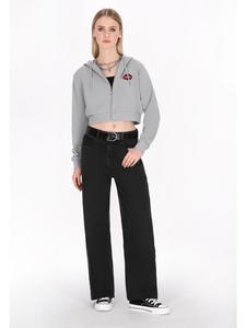 Женская толстовка с капюшоном серого цвета myMo ROCKS