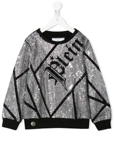 Толстовка с логотипом из кристаллов Philipp Plein, черный