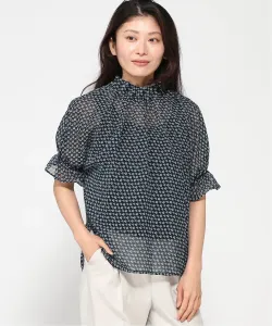 Блузка из шифона с геометрическим принтом Doubleface Tokyo, цвет Navy