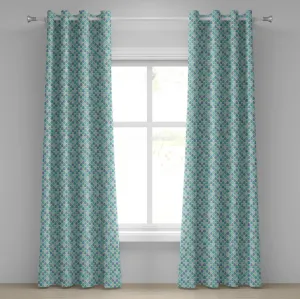 Шторы на люверсах ABAKUHAUS, цвет "Разноцветный дождь из капель воды" - Природный мир в абстрактном стиле, декоративные двухпанельные шторы, 280 см x 260 см, цвет "Аквамарин-бирюза-лаванда" Abakuhaus