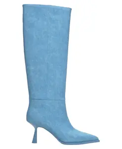 Синие сапоги на шпильках до колена Estro, синий