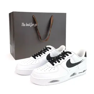 Nike Кроссовки Air Force 1 Mountain Oil Paintings, износостойкие, низкие, для скейтбординга, унисекс, черные, белые