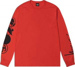 Лонгслив Stussy Stacked Pigment Dyed Long-Sleeve Tee 'Tomato', красный