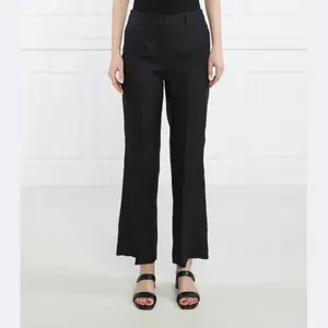 Льняные брюки прямого кроя Marella, черный