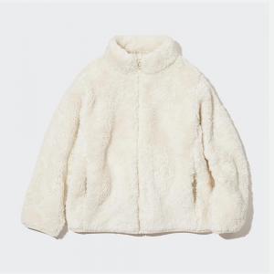 Детская флисовая куртка Uniqlo Toddler Fluffy Zipped, 01 молочно-бежевый