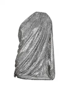 Платье на одно плечо со сборками Stella Mccartney, серебряный